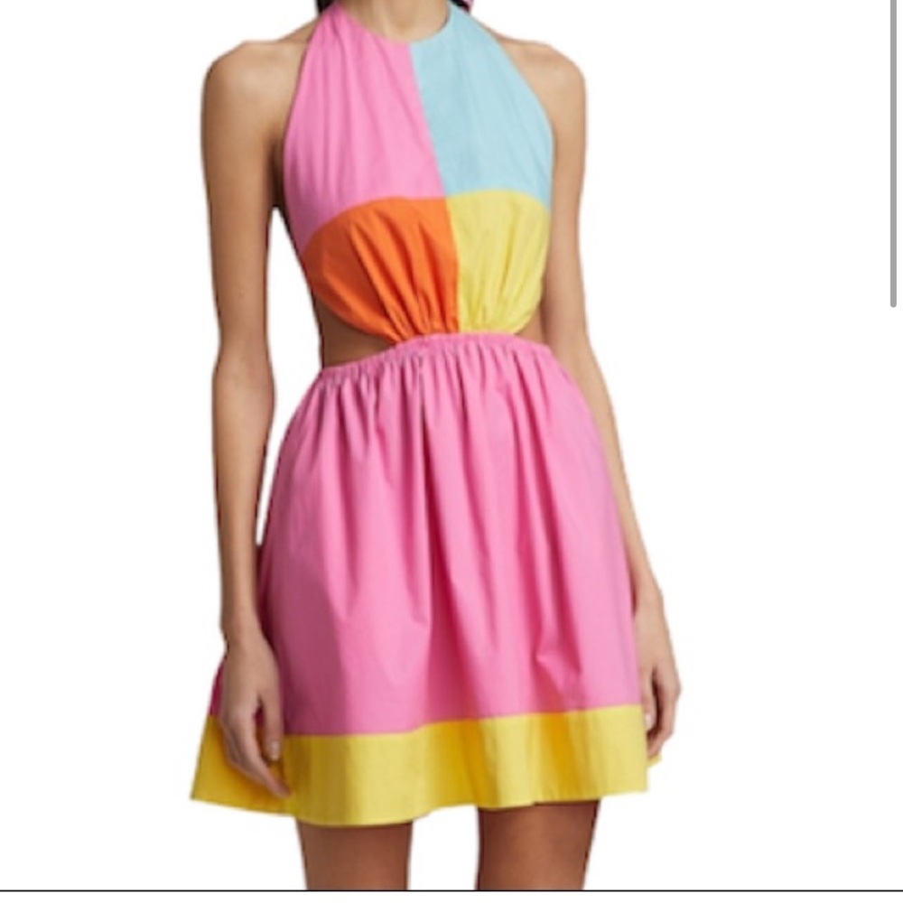 STAUD Eliana colorblock mini dress